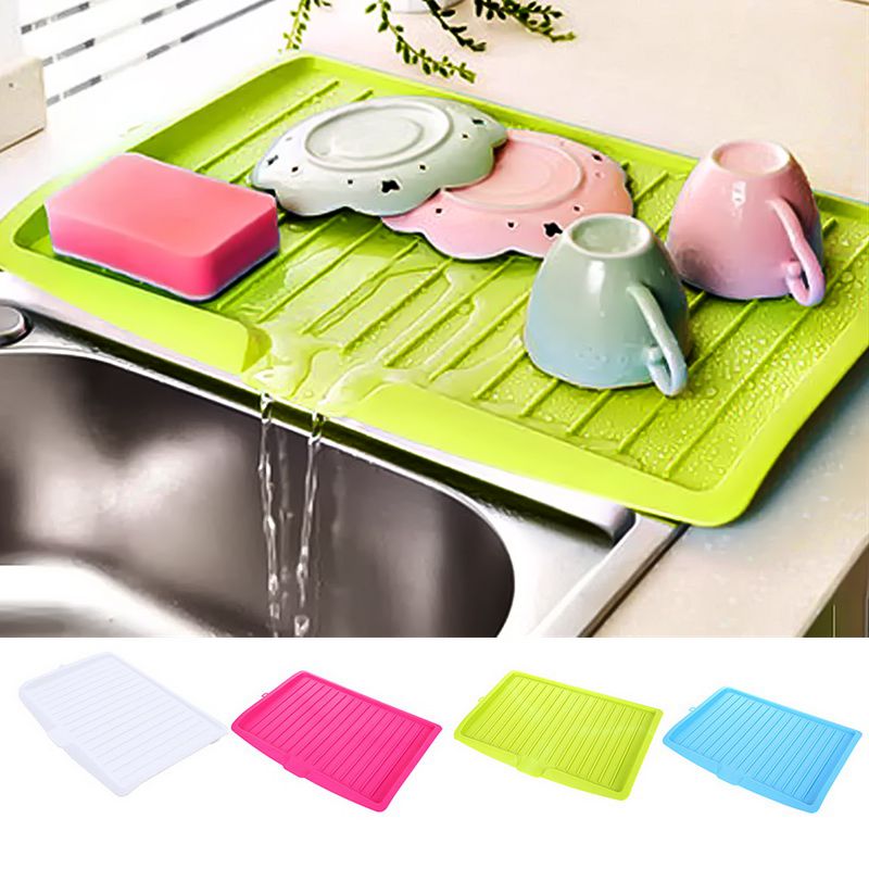 Kitchen Countertop Storage Box Dishes Tableware Drying Rack Kitchen Silicone Dish Drain Tray Large Sink Drying Rack
