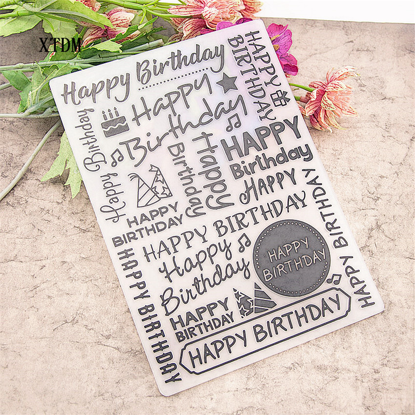 plastic happy birthday template village craft card making paper card album wedding decoration clip Embossing folders
