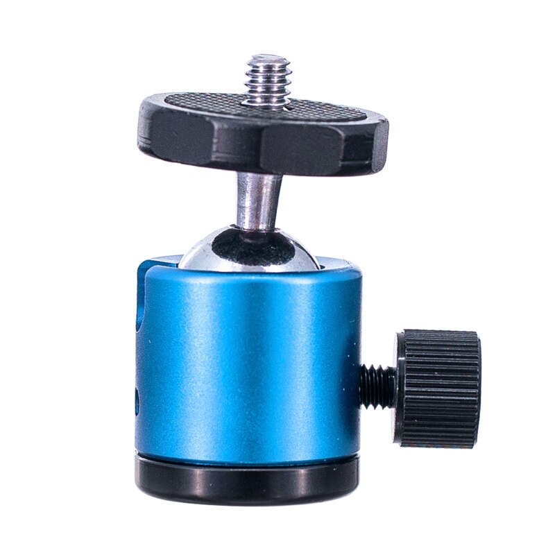 Mini Ball Head 1/4" Screw Mount 360 Swivel Bracket Aluminum Metal Stand Holder for DSLR Camera Tripod Accessories: Blue
