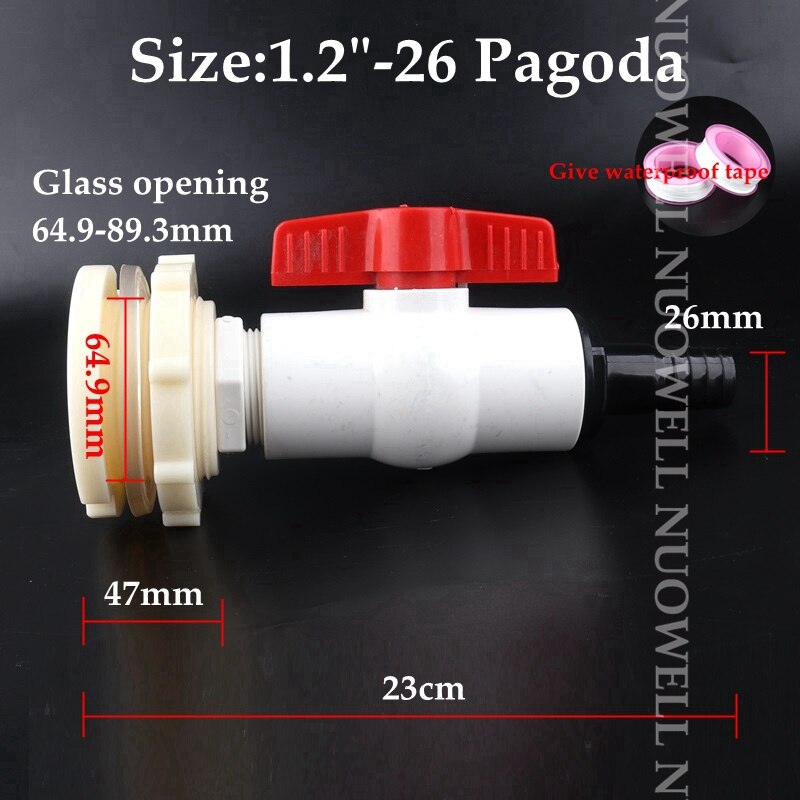 1Set White Hose Drainage Accessories Aquarium Fish Tank Drain Joint Aquarium Pagoda Connector Combination Valve: 1.2in-26P