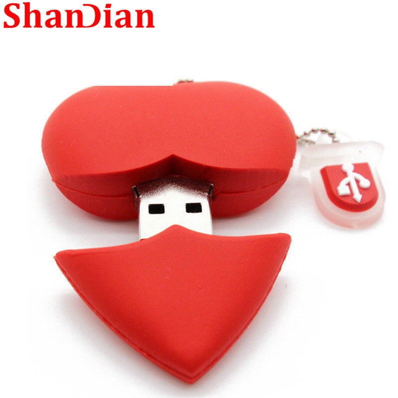 SHANDIAN nette herz-förmigen usb flash drive pen drive 4G/16G/32G/64G schönheit memory stick schöne für mädchen freies