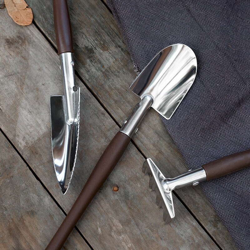 Mini juego de herramientas de jardinería con mango de resina, Mini pala de hierro, rastrillo, suculentas, suelo en maceta, aflojamiento, suministros de jardín para el hogar