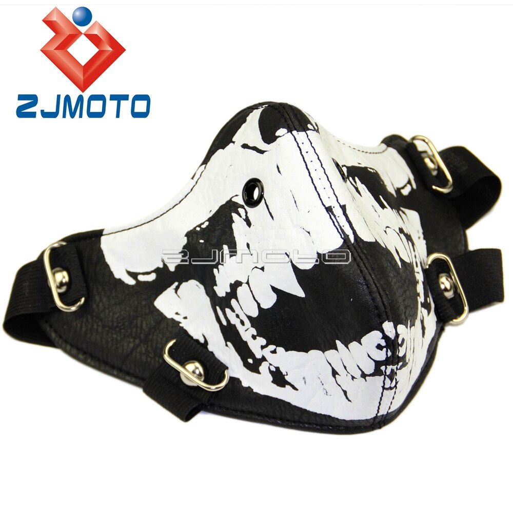 Cool Style Skull Teeth Steampunk Biker Mask Masquerade Leather Black Costume Men Gothic