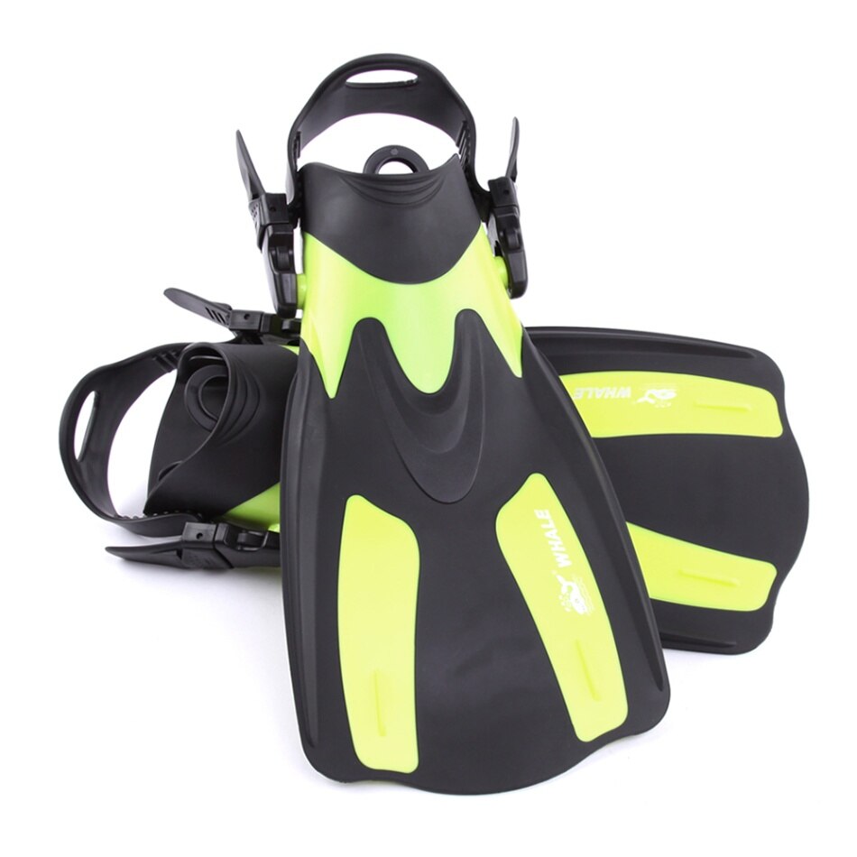 Aletas de buceo de snorkel aletas de natación cortas para adultos aletas de natación con talón ajustable equipo de deportes acuáticos aletas de natación: Amarillo / M