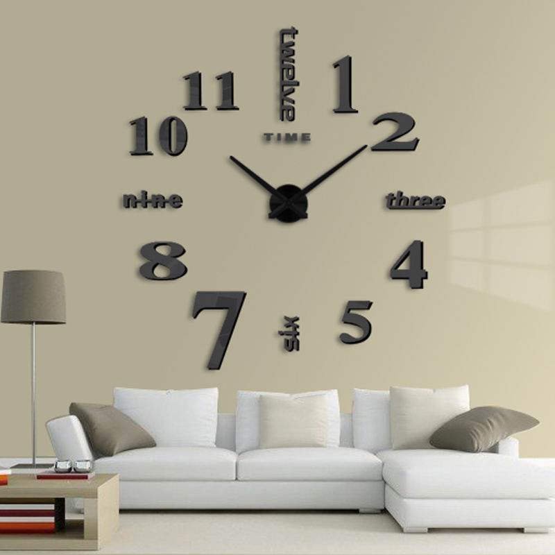 Home decoration Quartz Home Decoration big wall clock modern 3D DIY large decorative wall clocks watch wall unique: Dark Gray