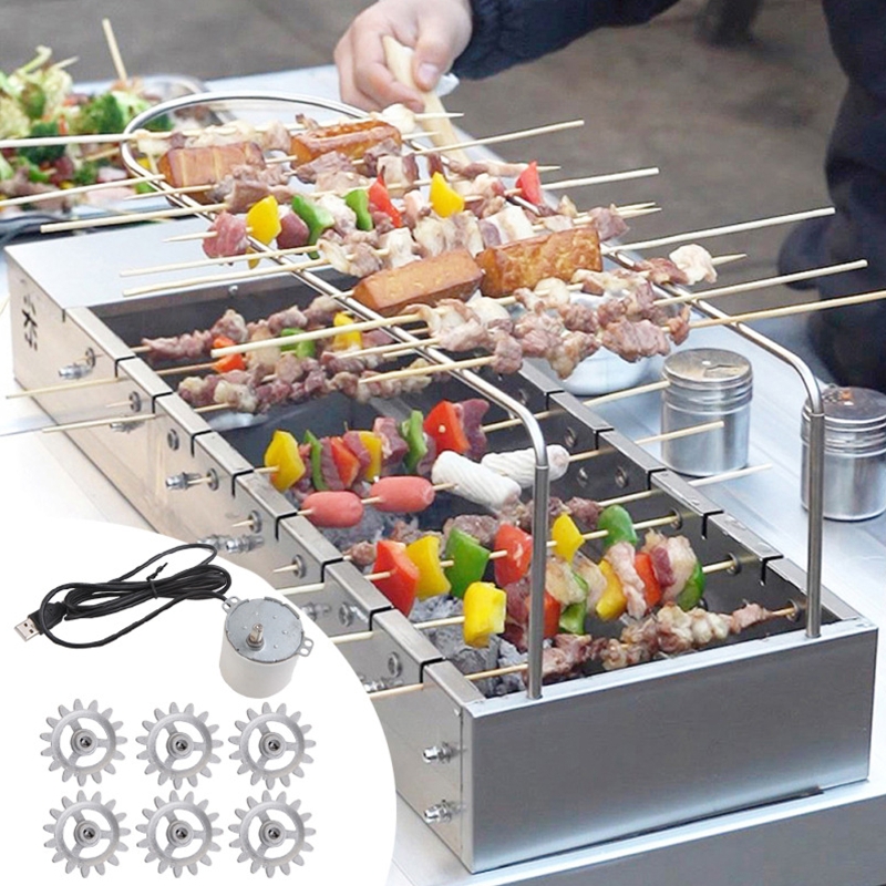 Parrilla de barbacoa automática con engranajes giratorios de alta dureza, Motor eléctrico, piezas de repuesto, eficiente y duradero