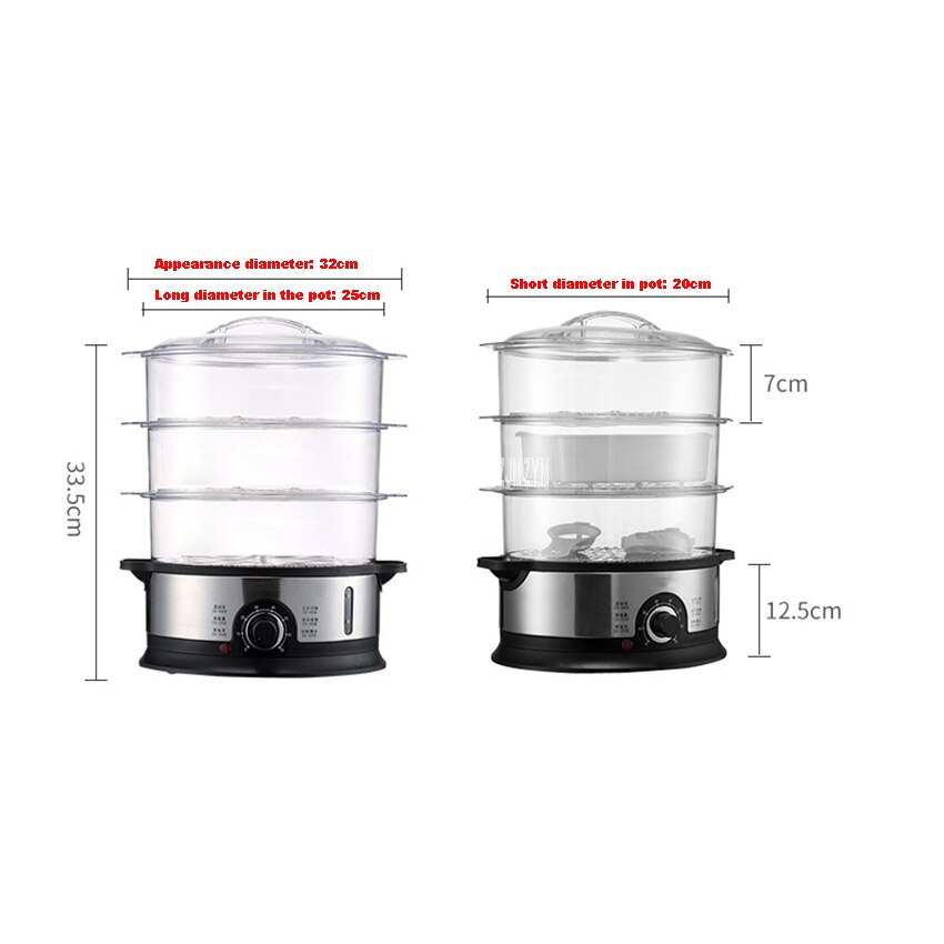 ES-07 Home Electric Food Steamer Multifunctional Steamer Pot Automatic Power-Of 3-Layer Large Capacity Seafood Steamer Cooker