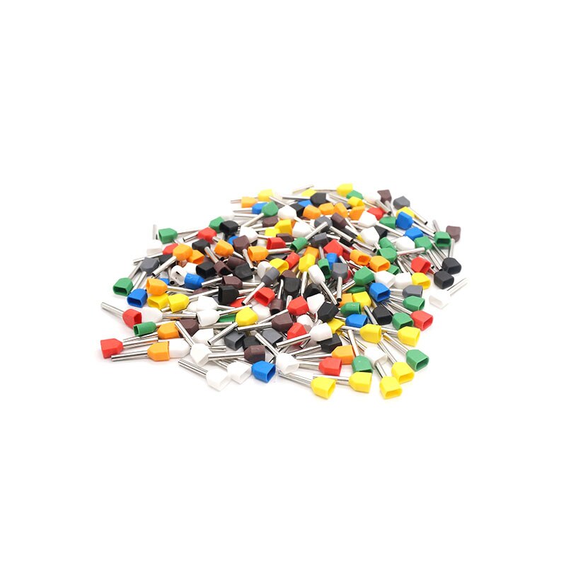 100pcs double pipe insulated cold-press terminal Needle end Multicolor optional TE1012