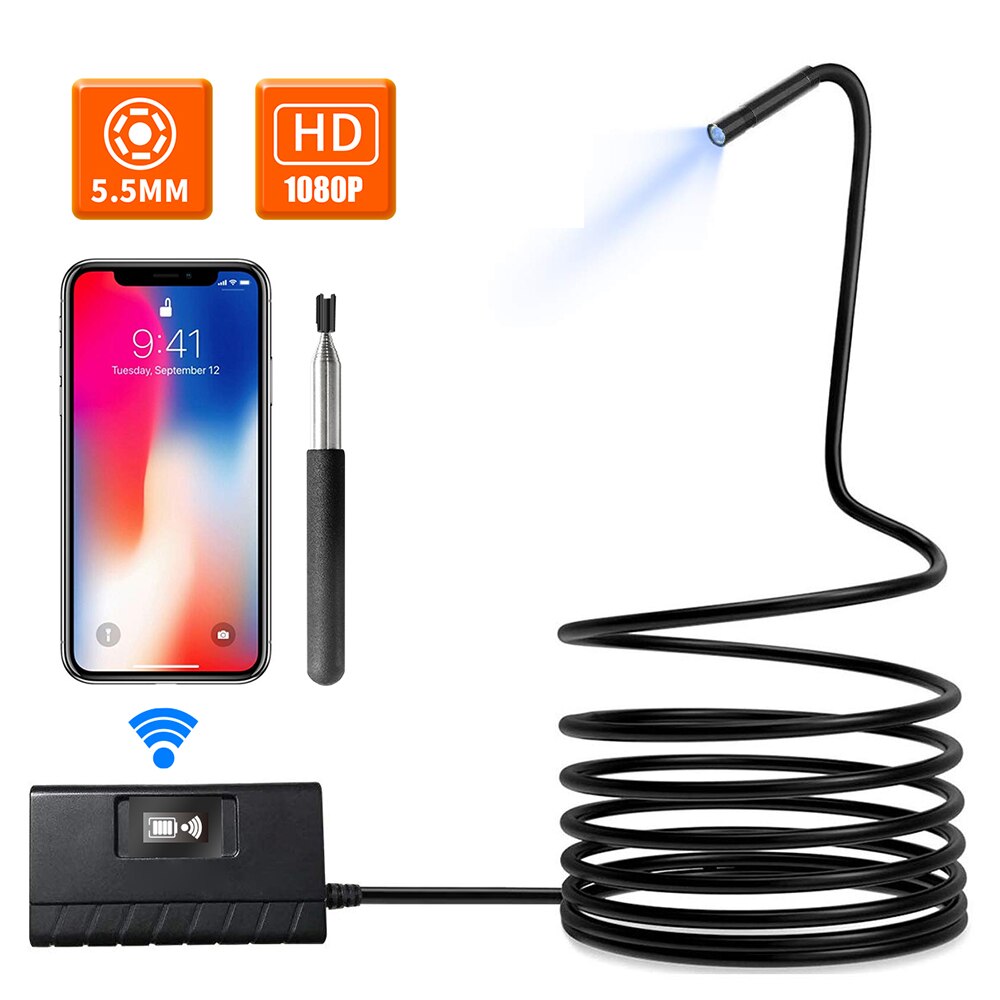 Inspektionskamera  ip67 1080p wifi 6 led type c vandtæt til andriod 5.5mm usb borescope endoskop til android til ios
