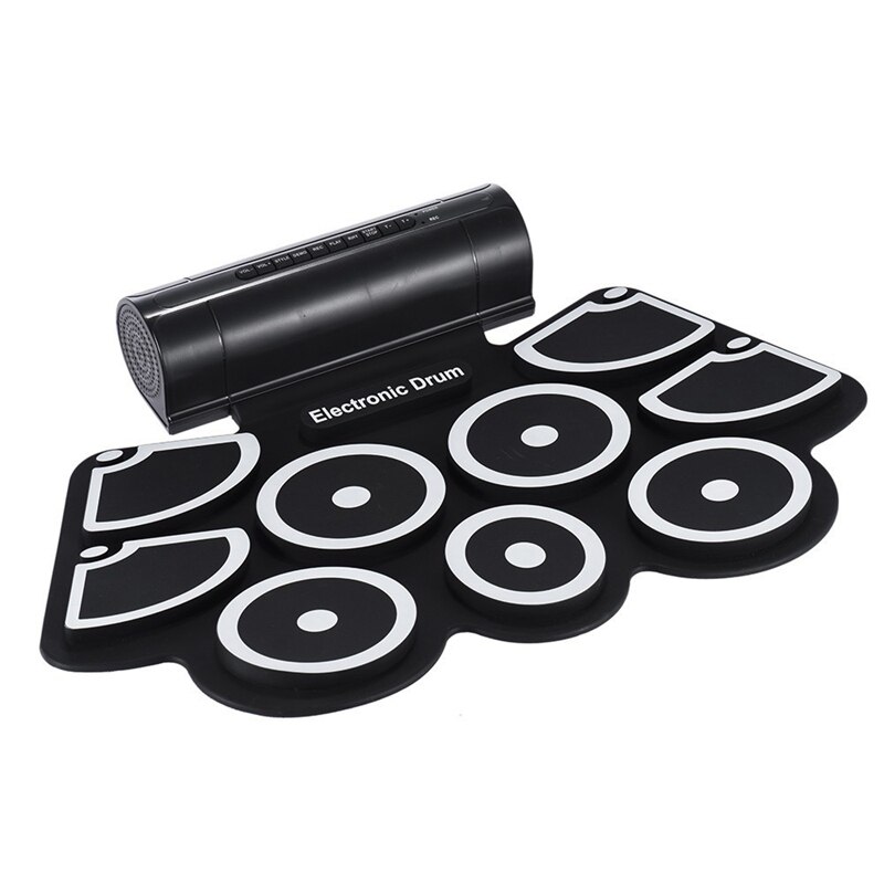 Portable Roll up Electronic USB MIDI Drum Set Kits 9 Pads Built-in Speakers Foot Pedals Drumsticks USB Cable For Practice