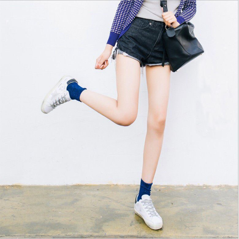 1 paar glänzend Lange Socken Herbst und Frühjahr Neue funkeln Harajuku Weichen frauen Elastische Strumpfwaren