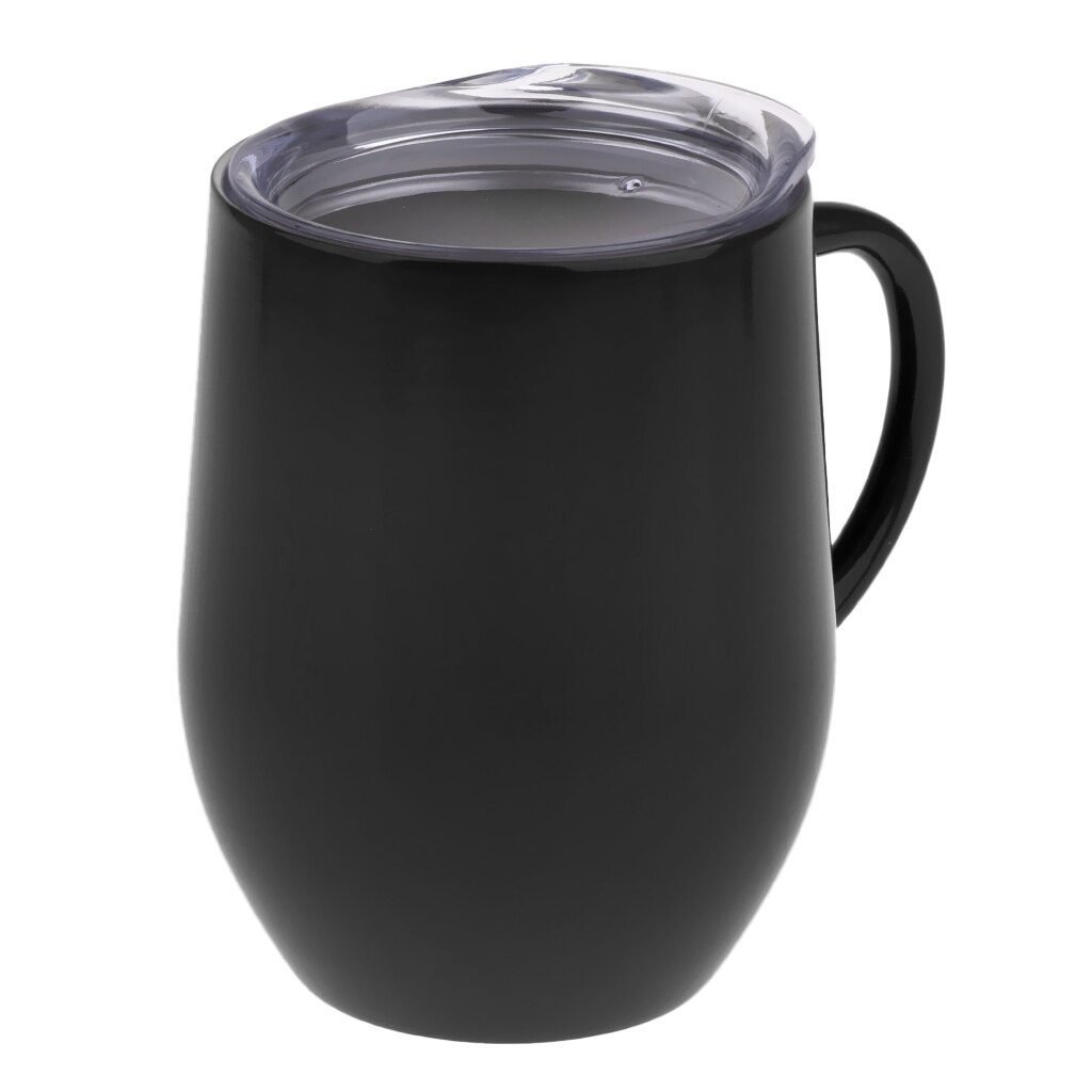 12oz Insulated Mug With Handle Coffee Cup Stainless Steel Double Wall: Black