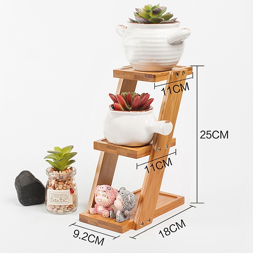 Plant Shelves Flower Display Stand Bamboo Display Stand Wood Shelf Storage Rack Outdoor Holder Flower Garden Rack Stand