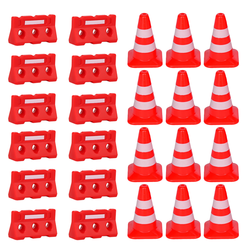 24pcs Road Signs for Kids Early Cognitive Training Mini Traffic Road Cones Fences Model Toy Set Traffic Sign Road Block Playset: Default Title