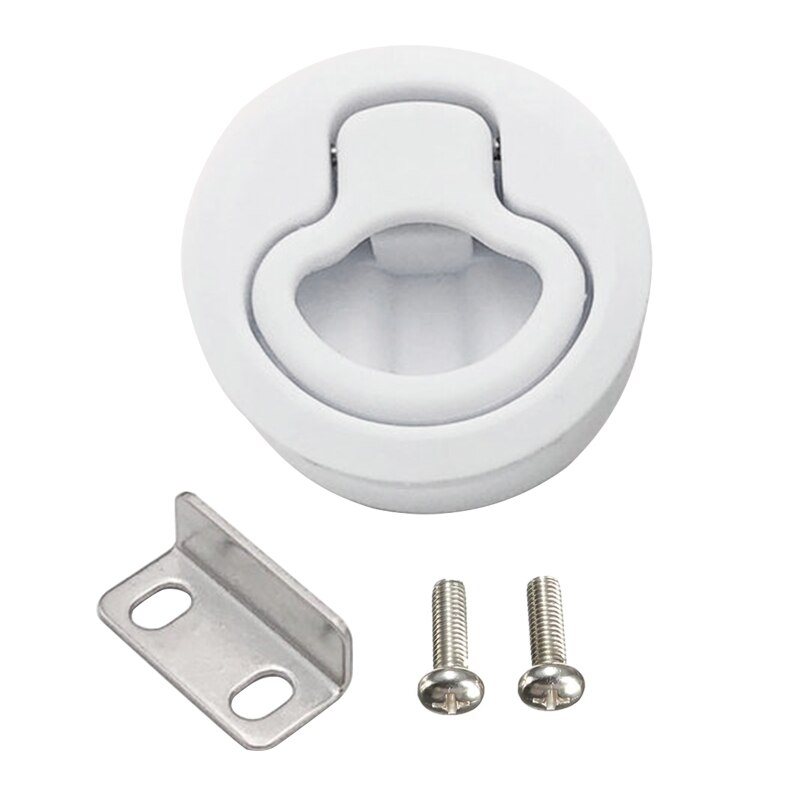 2" Black/ White Round Locking Flush Pull Latch Replacement Plastic For RV Marine Boat: White