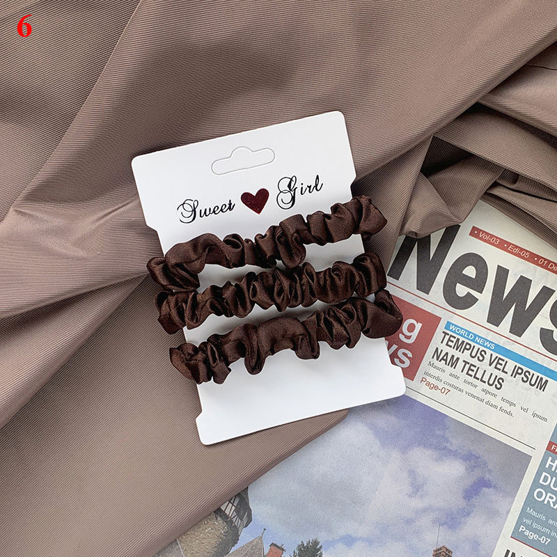 Scrunchies de satén de seda para mujer, cuerda para el cabello de Color sólido, banda de goma, soporte para Cola de Caballo , diadema elástica, accesorios para el cabello, 3 piezas por juego: Morado