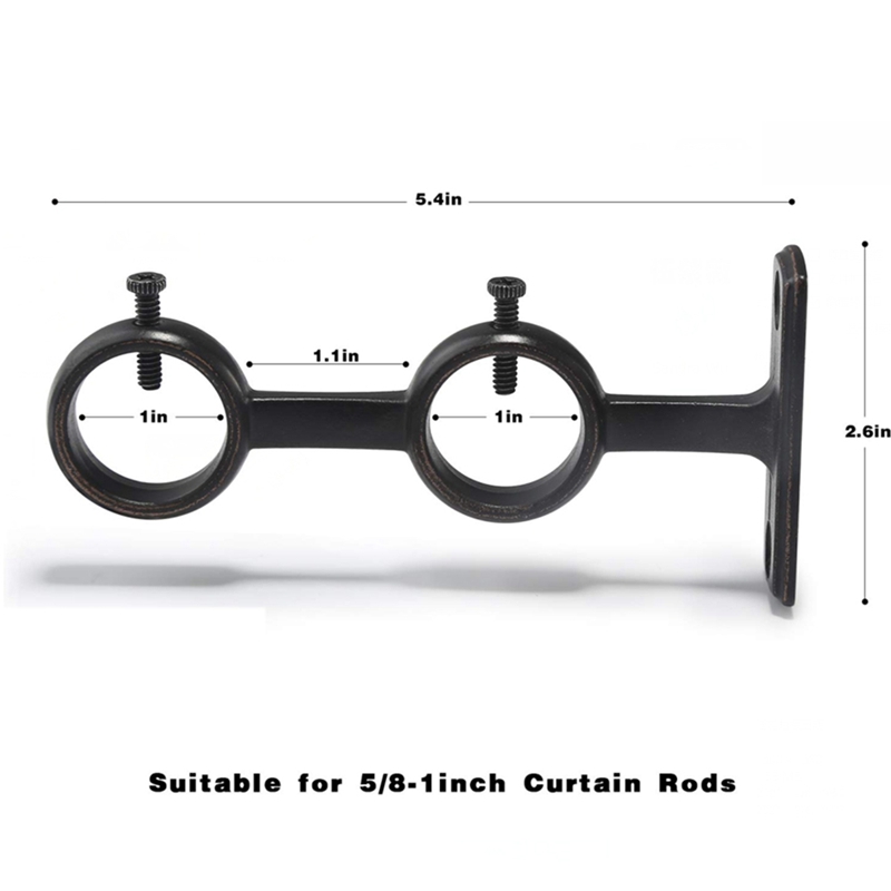 Curtain Rod Bracket Sturdy Adjustable Double Curtain Rod Brackets Circle Curtain Rod Holders For Diameter Below 1.1 Inch