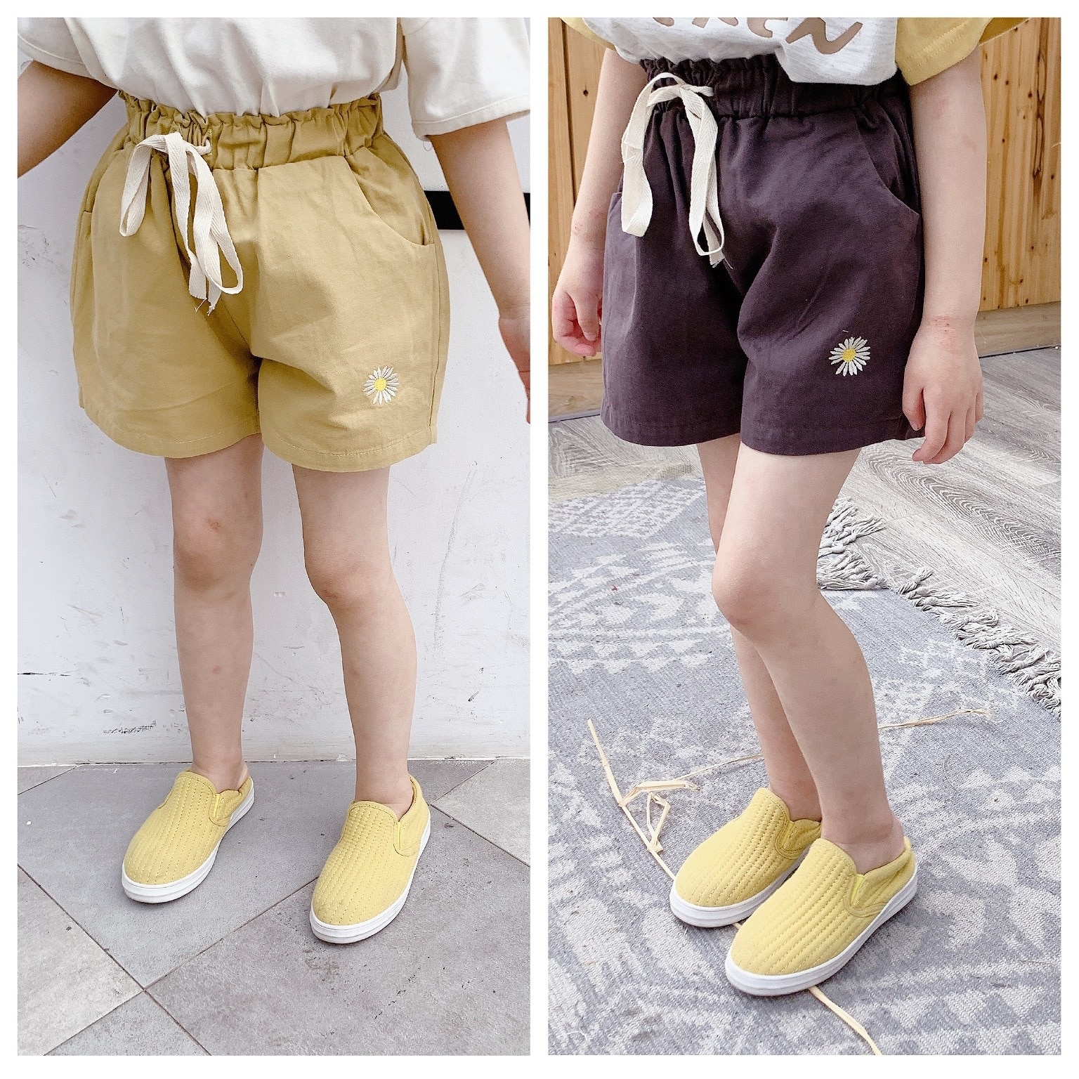 baby jenter bomull blomster broderi shorts sommer låve uformelt 3 farger shorts 1-6y