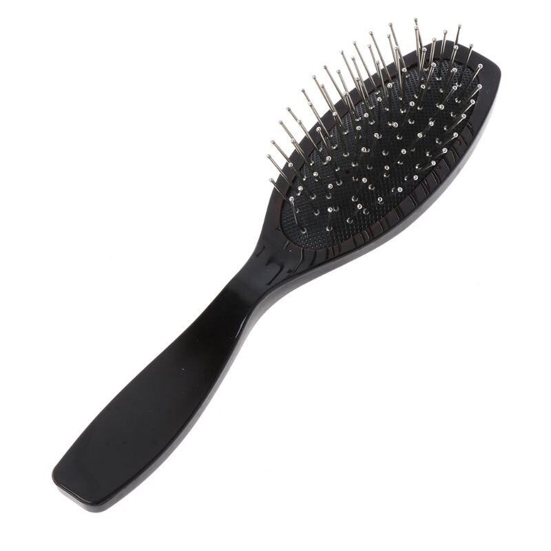 Cepillo de Peine de acero antiestático para extensiones de cabello de peluca, accesorios para el cabello de cabeza de entrenamiento, escova de pelo: Negro