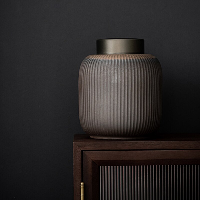 Ceramic Tea Caddy Large Household Retro Imitation Wood-fired Porcelain Cans Tea Warehouse Sealed Tea Cans Tea Packaging Box
