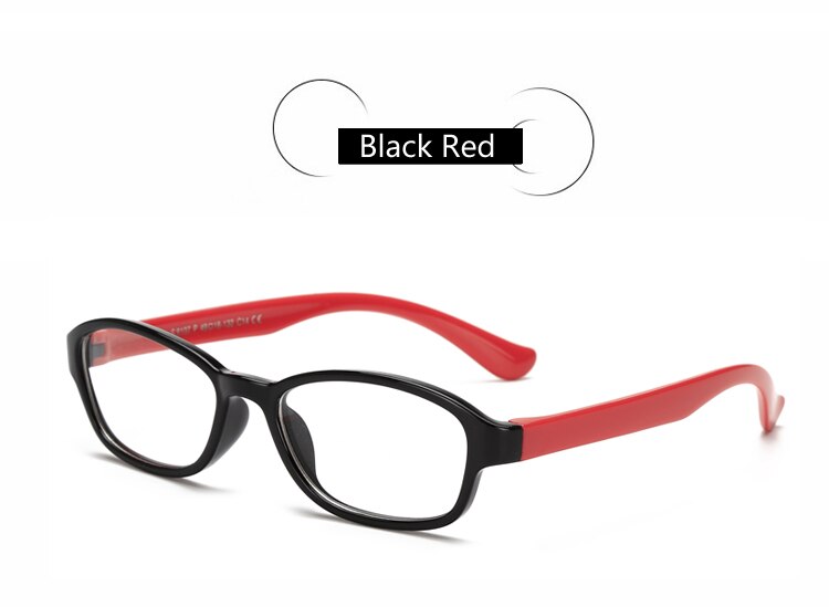 Ralferty fleksibel  tr90 børn briller ramme pige dreng recept nærsynethed grad optiske rammer briller 8107: Sort rød