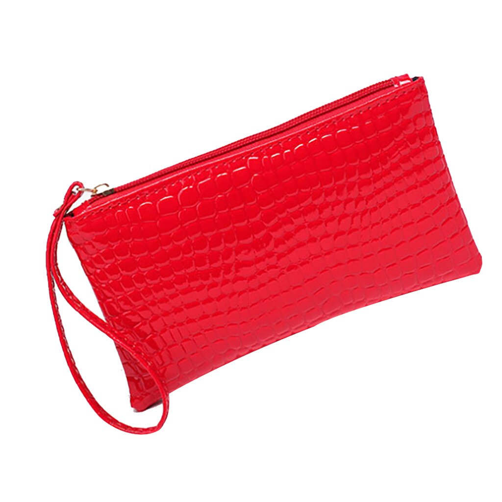 Portefeuilles Vrouwen Krokodil Lederen Clutch Handtas Tas Portemonnee Portemonnee Kleine Lederen Vrouwen Portefeuilles Rits Portemonnees Portemonnees #4: Rood