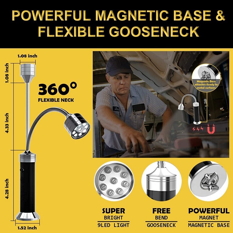 Grill Verlichting Voor Bbq, Outdoor Magnetische Grill Licht 360 Graden Flexibele Zwanenhals, Magnetische Base Led Barbecue Licht