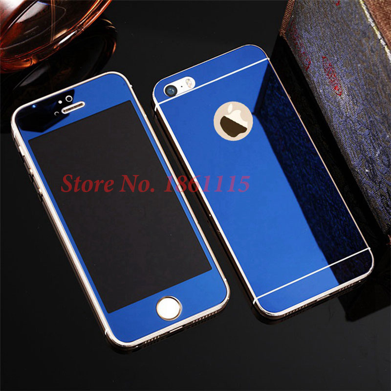 Front+Back Protective Plating Mirror Tempered Glass Film For Apple iPhone4 4S 5 5S SE 6 6S 7 8 Explosion-Proof Screen Protectors