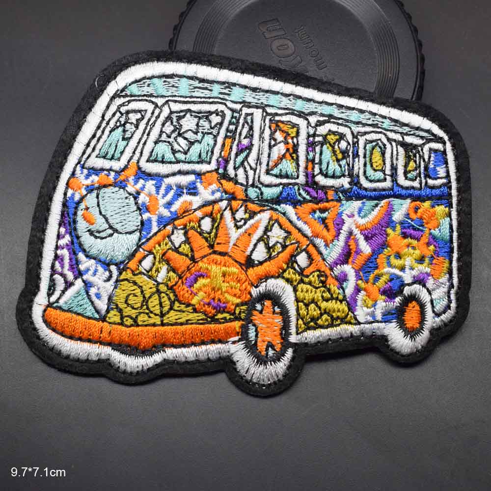 Vrede en liefde bus nieuwigheid strijken op geborduurde kleding patches voor kleding stickers kledingstuk: C11-2