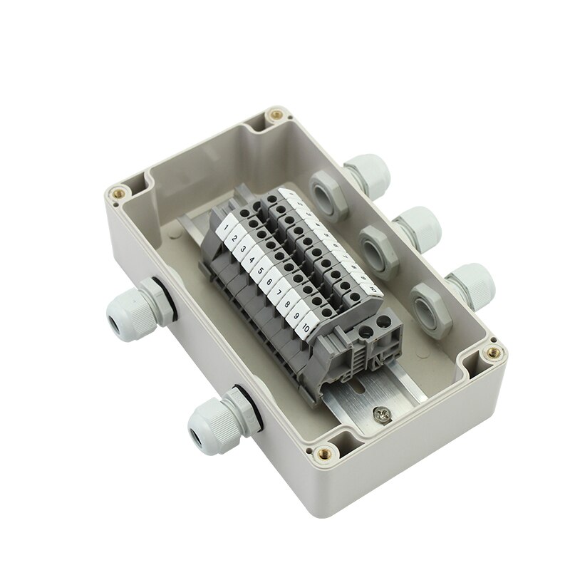 Waterproof Electrical Cable Junction Box Project Enlcosure Case 158*90*60mm with UK2.5B Din Rail Terminal Blocks M16 Cable gland