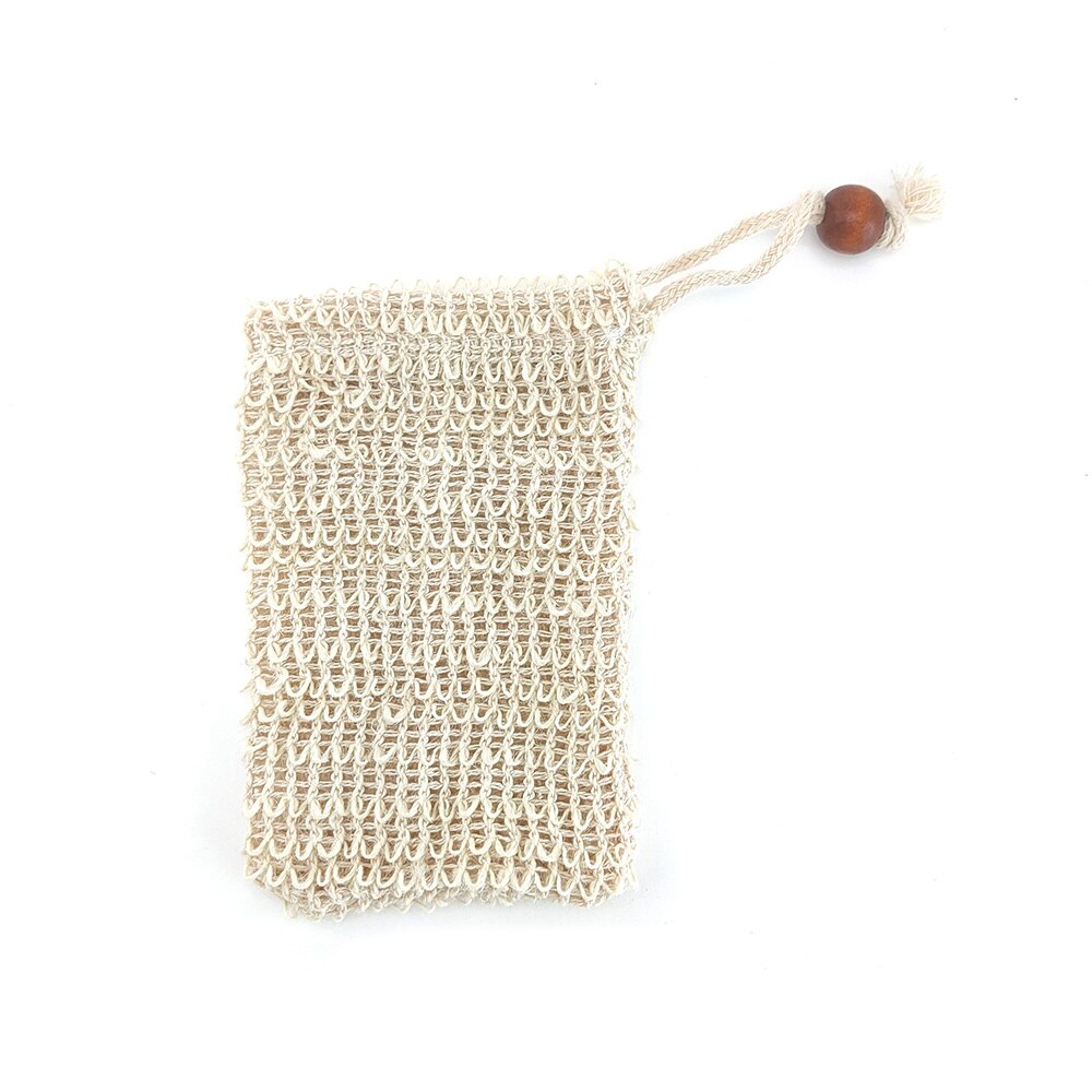 4 st naturlig sisal hampa tvålpåse blisterskum maker mesh tvål nät skummande lätt bubbla mesh påse badrum tvålhållare tvålfodral