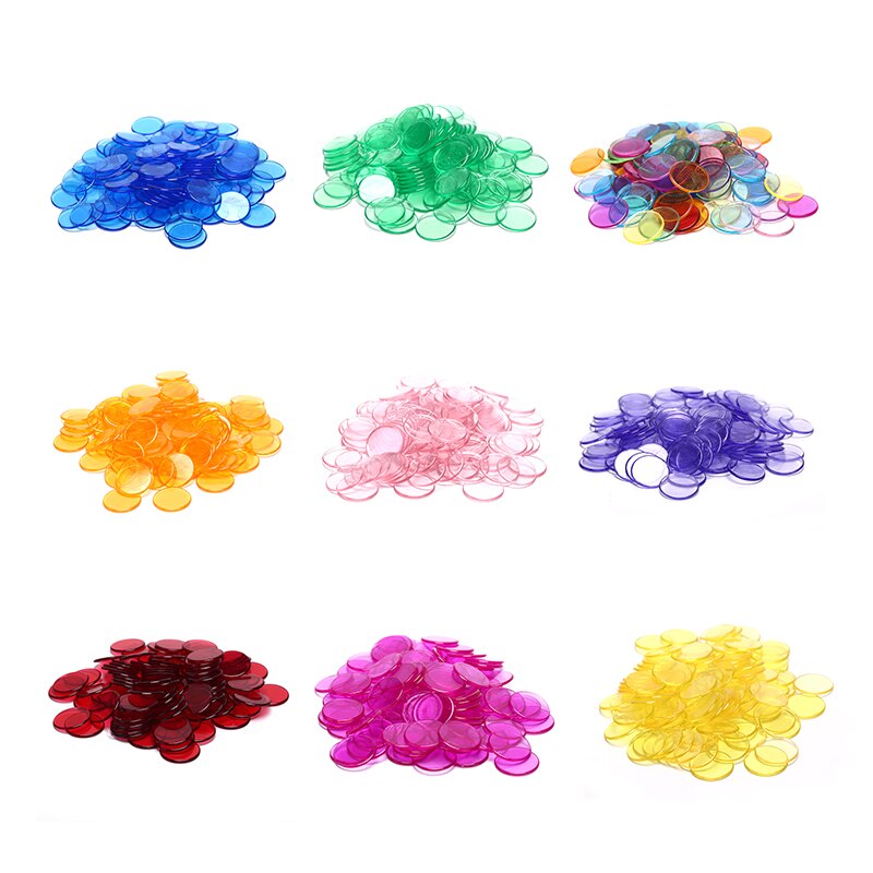 100 Uds fichas plásticas de póker Casino Bingo marcadores Token Fun familiar Club juegos de mesa juguete 8 colores 19mm