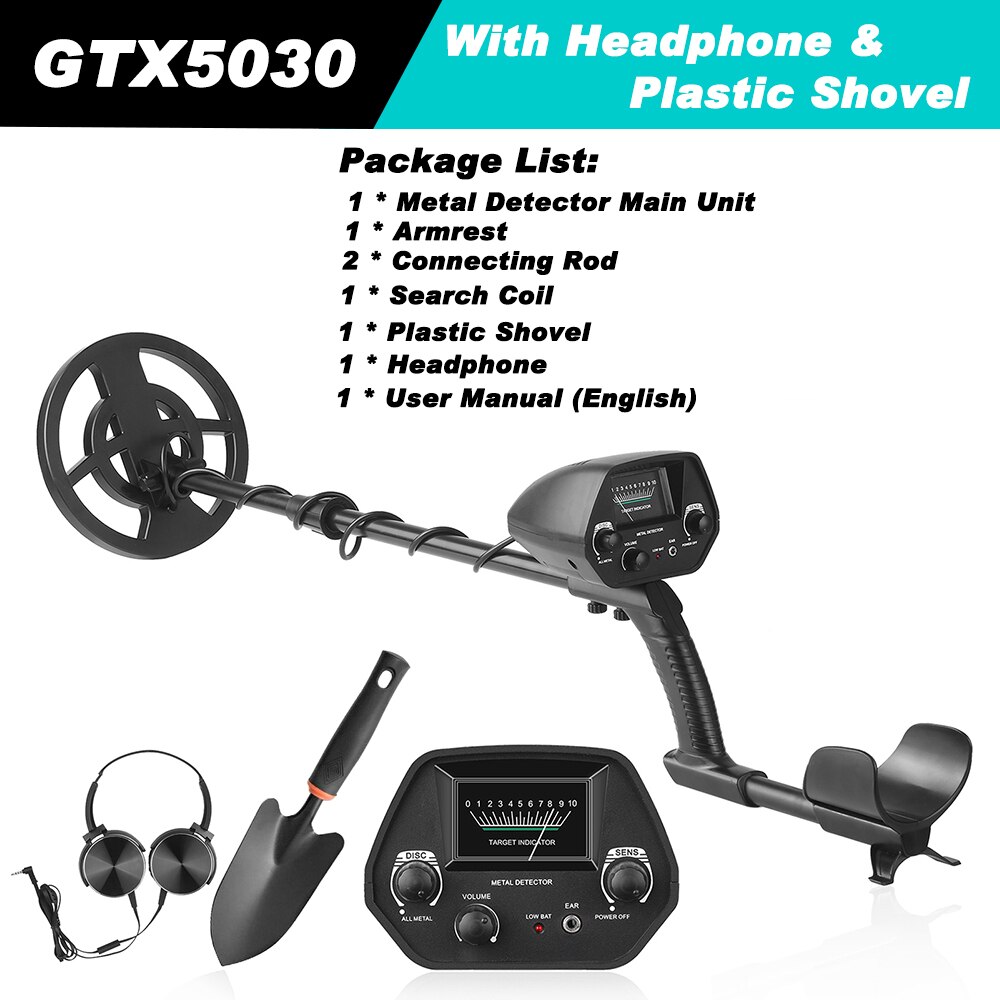 Underground metal detector gold detector gold prospector beginner portable metal detector with headset + engineer shovel: Black1 SetE