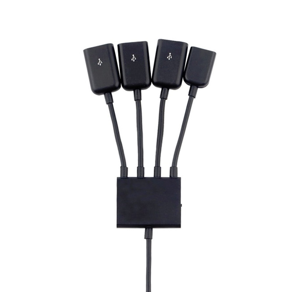 Câble de Hub noir d'otg de puissance d'otg de puissance d'usb de 4 ports chauds pour des accessoires de souris de disque du Smartphone U de tablette d'android