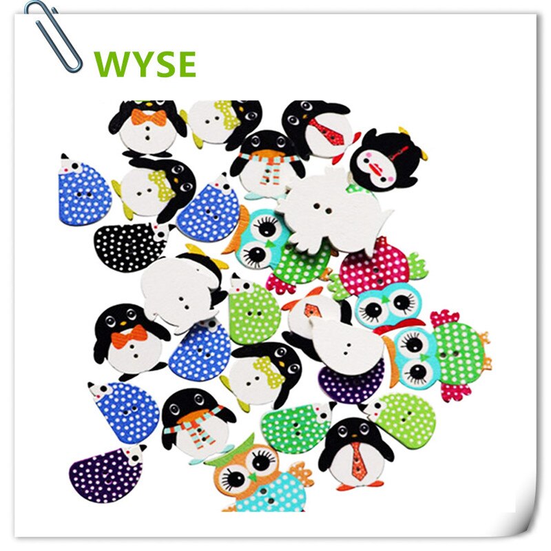 Naaien Kerst Knoppen 30Pcs 2 Gaten Boom Sneeuwvlok Uil Cartoon Houten Knoppen Voor Scrapbooking Diy Kleding Accesorries