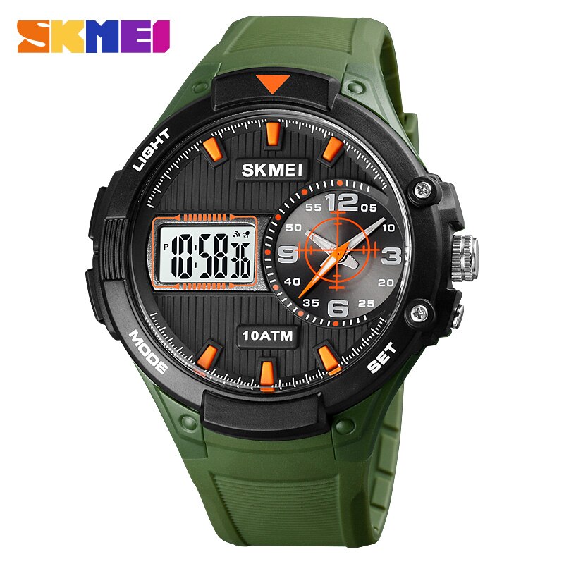 SKMEI movimento digitale al quarzo doppio Dispaly orologio da uomo orologio militare 3 volte conto alla rovescia orologi sportivi maschili Relogio Masculino: esercito verde