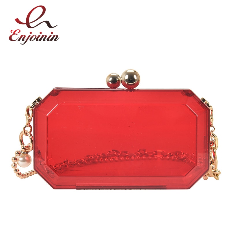 Transparent Acrylic Chain Party Clutch Evening Bag Luxury Women Purses and Handbags Chic Bag Shoulder Crossbody Bag