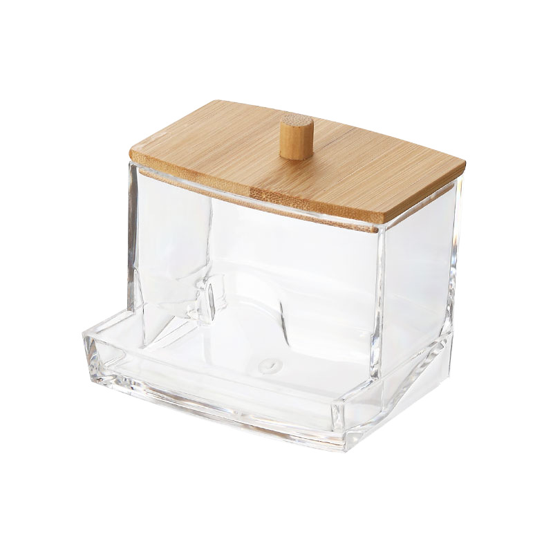 Acrílico redondo Qtip contenedor recipientes para especias tazón de algodón de maquillaje organizador para almohadilla de la joyería caja de almacenamiento de titular de caramelo tarros con tapa: 2