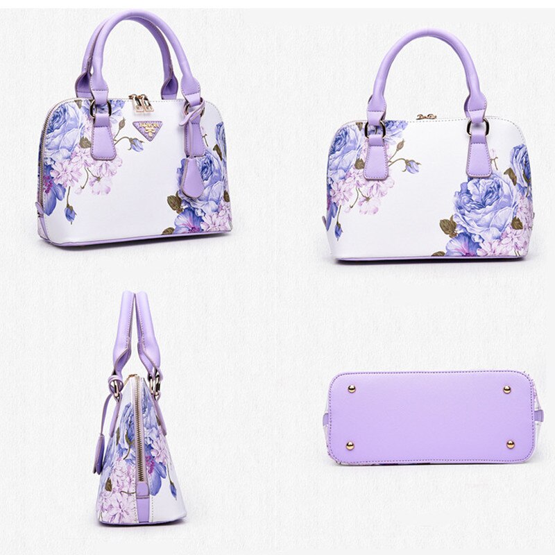Zhierna kvinners pu lær håndvesker tote topp håndtak bag skulderveske for tenåringer jenter dame crossbody vesker blomstertrykk