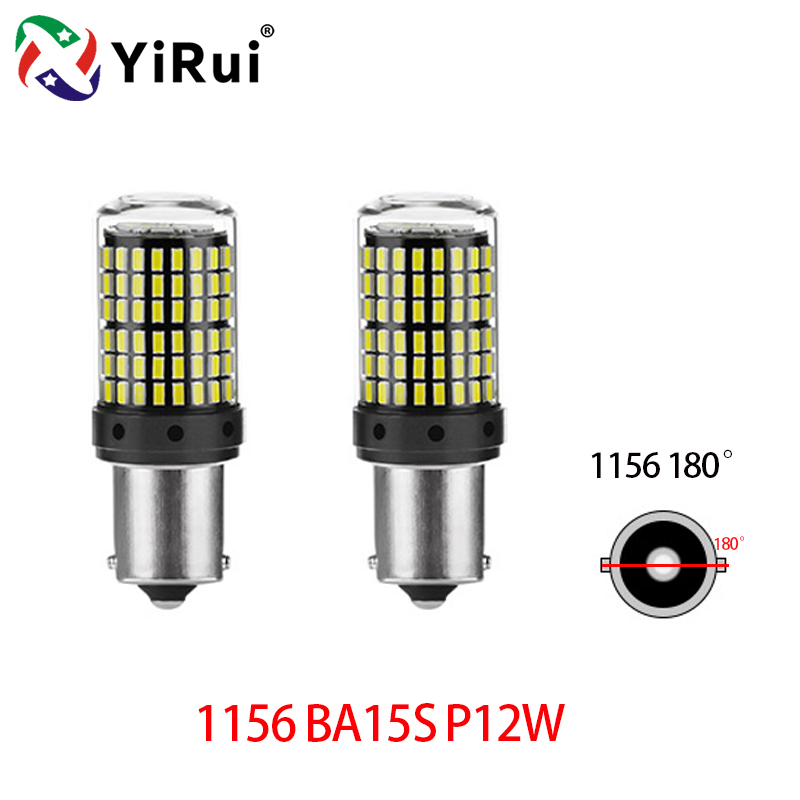 YiRui 2 uds 12-48V nuevas bombillas LED 144smd lámpara luz de señal de giro inverso BA15S P21W BAU15S PY21W 7440 W21W P21/5W 1157 BAY15D: Beige / Cristal azul
