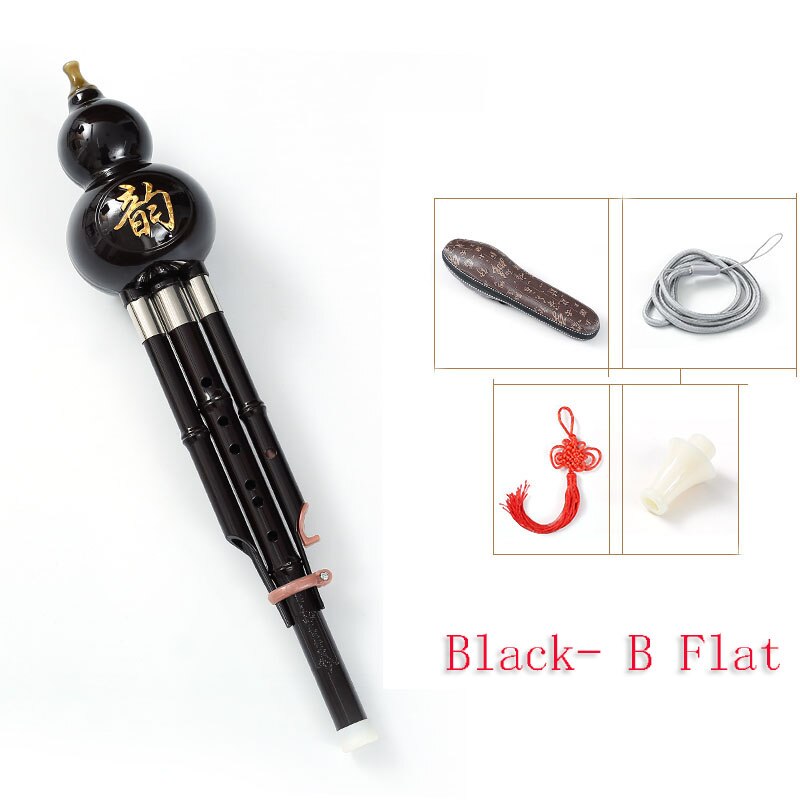 Chinese Handgemaakte Hulusi Zwarte Bamboe Kalebas Cucurbit Fluit Etnische Muziekinstrument Sleutel Van C Met Case Voor Beginner Muziek Liefhebbers: Black- B Flat