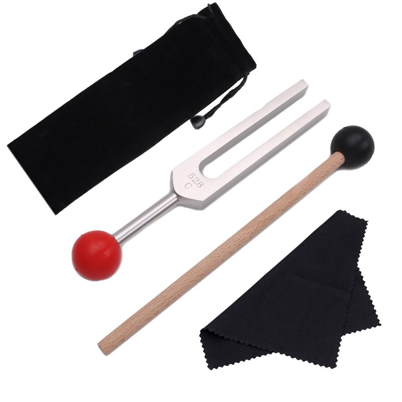 Tuning Fork, 528 Hz Tuning Fork with Silicone Hammer and Cleaning Cloth Repair Tuning Fork