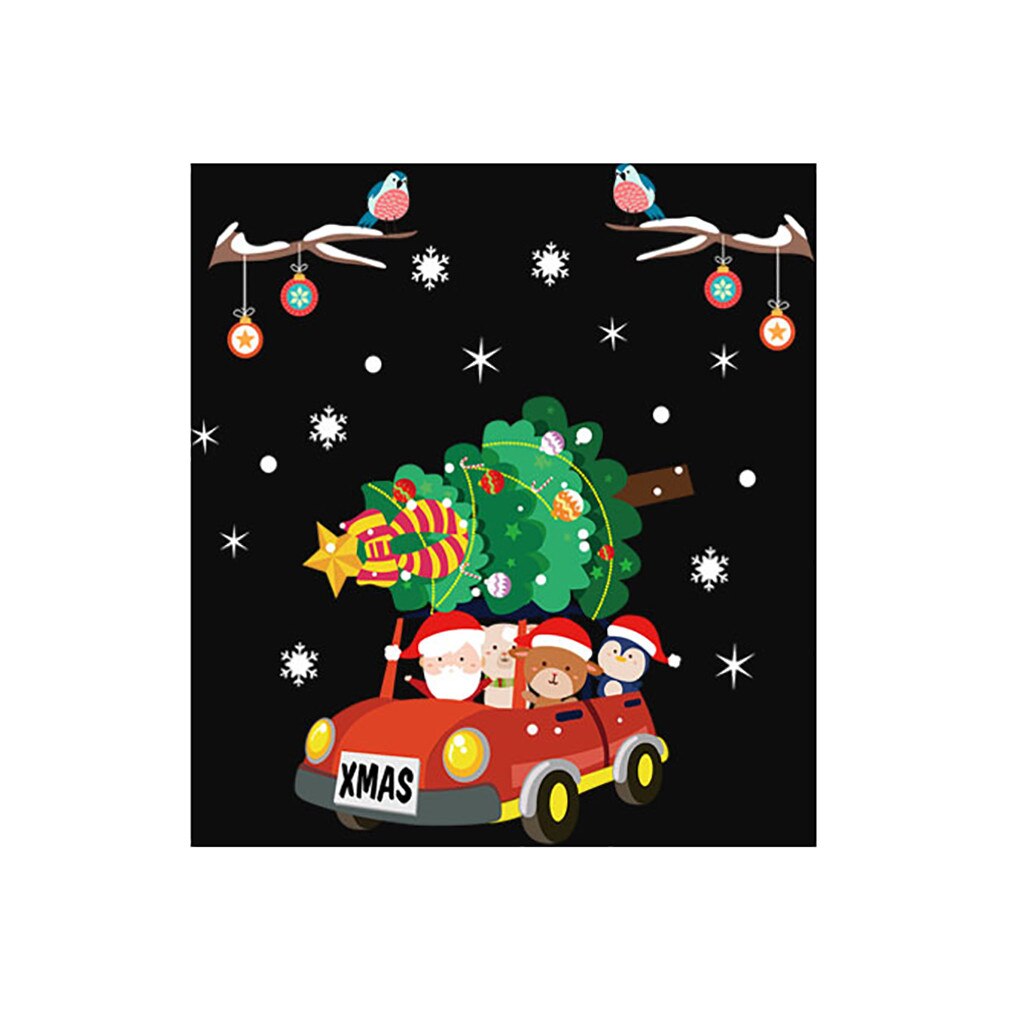 Merry Christmas Window Art Decals Family Room Wall Stickers Murals Decorative Stickers Removable Wall Art Stickers