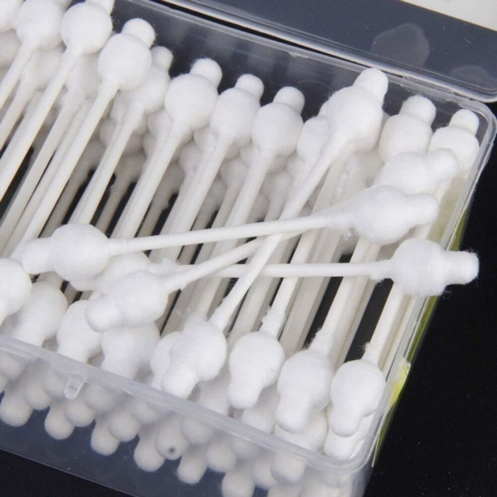 55pcs Double Head Baby Cotton Swab Bamboo Cotton Swab Wood Sticks Disposable Buds Cotton For Beauty Makeup Nose Ears Cleaning