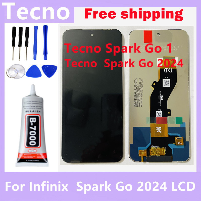 6.6'' Original For Infinix Spark Go LCD Display Screen Touch Panel Digitizer For Tecno Spark Go 1 KL4 Frame