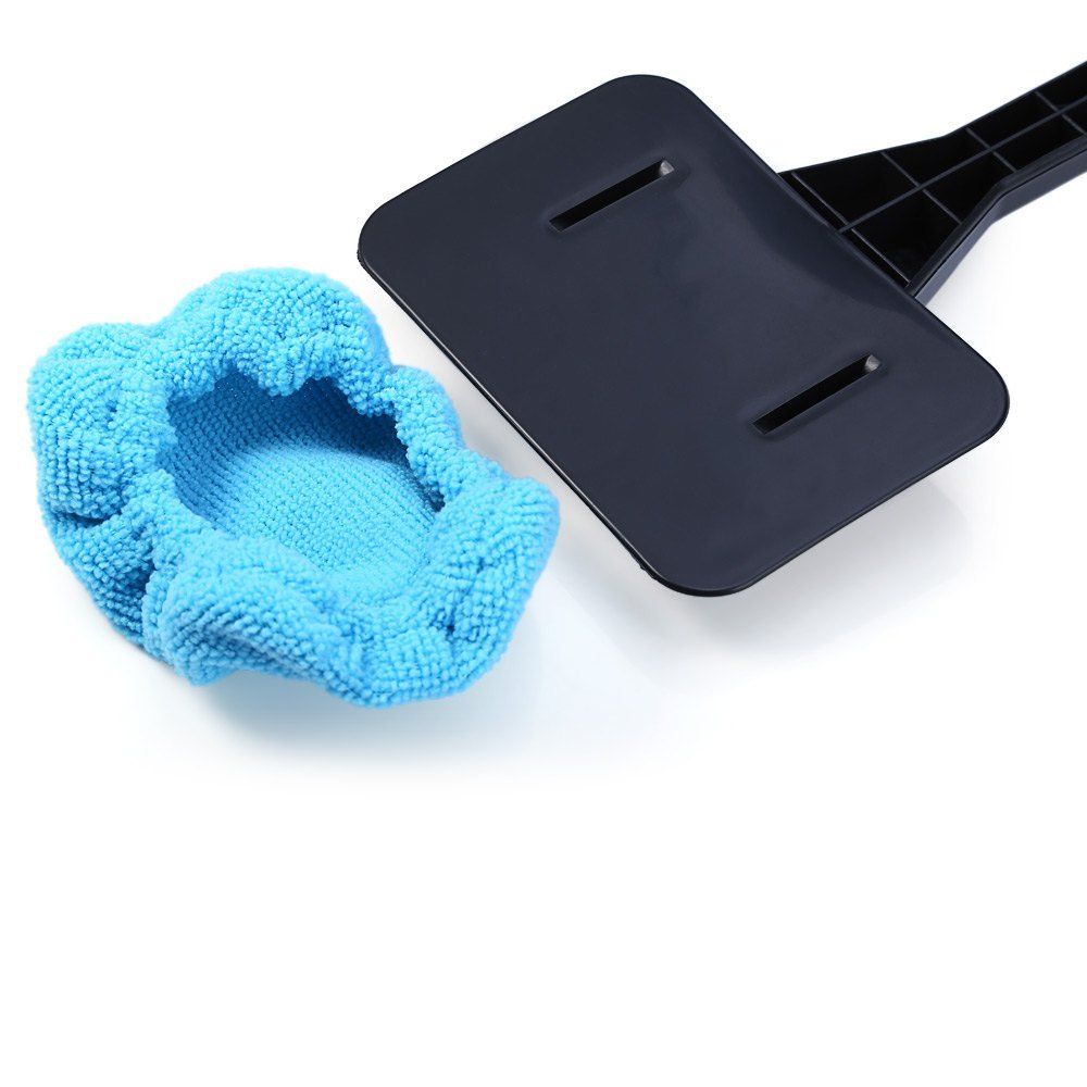 1pc ljusblå bilfönsterborste glasrengörare torkskrapa borst rengöringsverktyg med ren trasa pad microfiber duster
