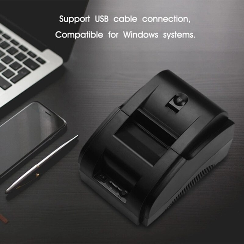 Schreibtisch 58Mm USB Direkt Thermische Empfang Drucker Unterstützung Bargeld Schublade für Supermarkt Einzelhandel Einkaufen (Eu-stecker)