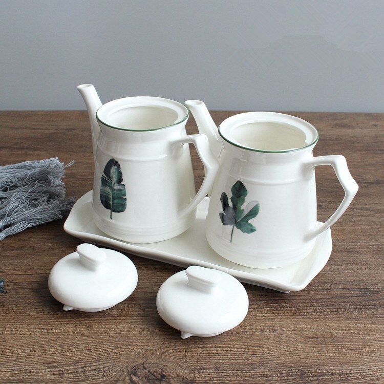 Ceramiczne pojemniki kuchenne przyprawy pudełko do przechowywania z olejkiem Pot ocet sos sojowy pojemnik do przechowywania