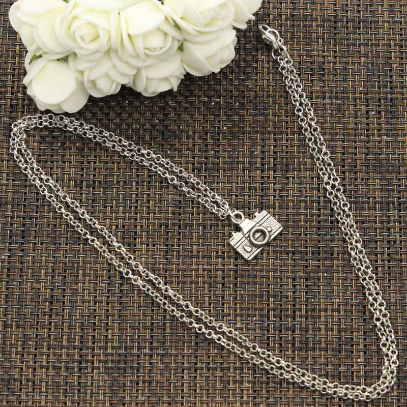 Collier caméra 15x14mm pour hommes et femmes, pendentifs de couleur argent, ras du cou court et Long, , nouvelle