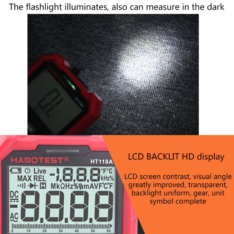 HT118 6000 Counts 1000V AC DC Digital Multimeter NCV Live C/F Duty Multimetro Voltage Meter
